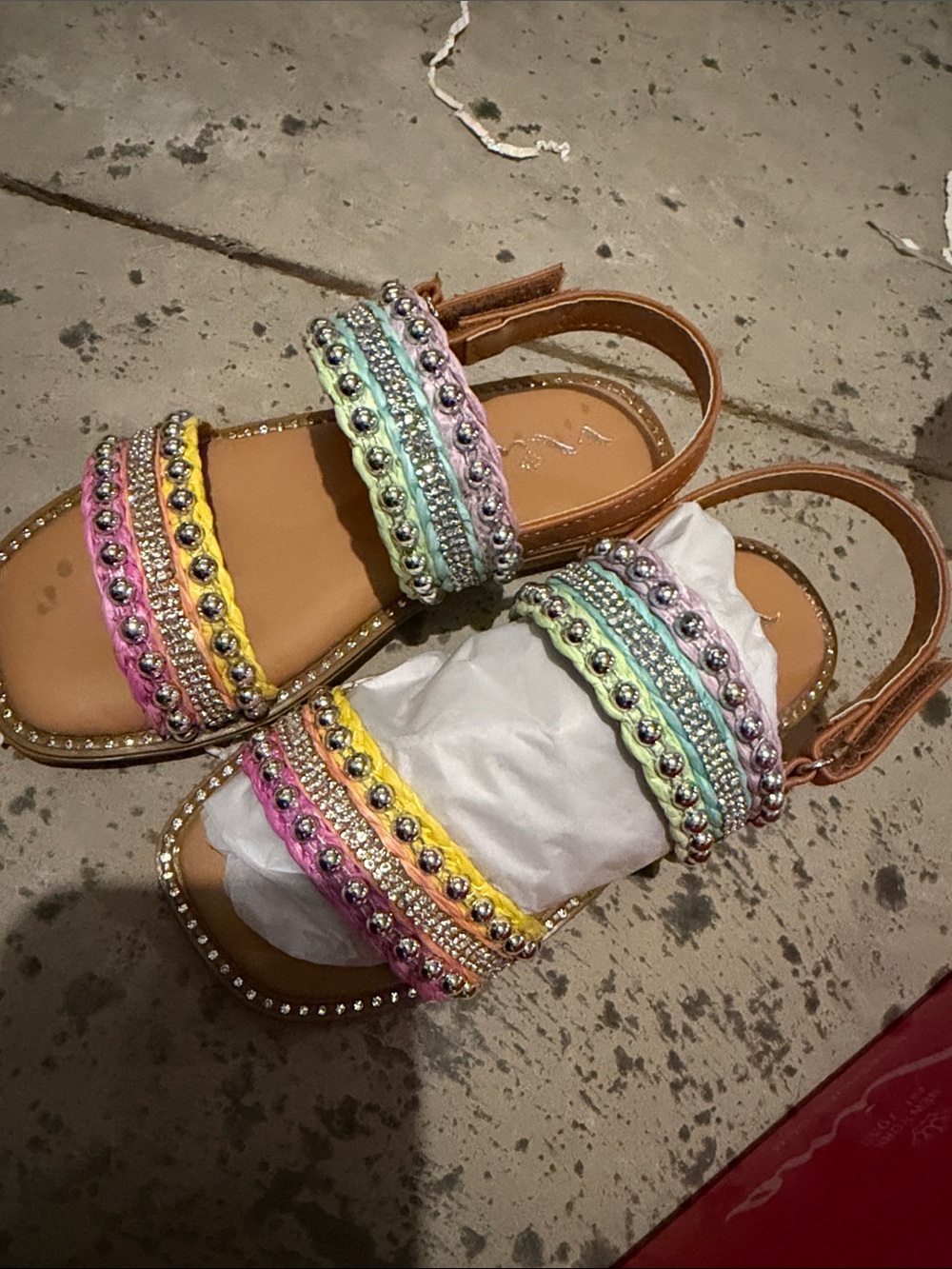 Nina Pastel Beaded Multi-Color Girls' Sandals